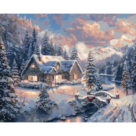 Картина по номерам Зимний пейзаж. Новогодняя © 40*50 см Оригами LW 3253