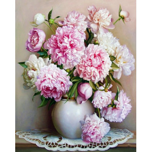 Картина по номерам Пионы в вазе © 40*50 см Оригами LW 3068