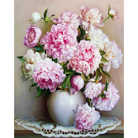 Картина по номерам Пионы в вазе © 40*50 см Оригами LW 3068