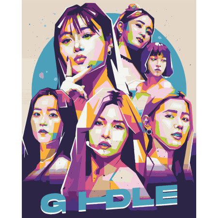Картина по номерам K-Pop, Джи Айдл G Idle 40*50 см Оригами LW 31160