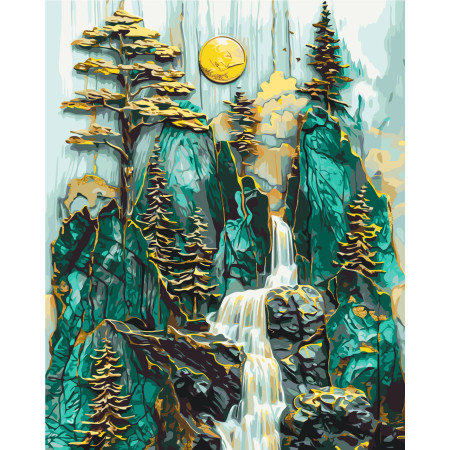 Картина по номерам Лесной пейзаж с красками металик 40*50 см Оригами LW 3453