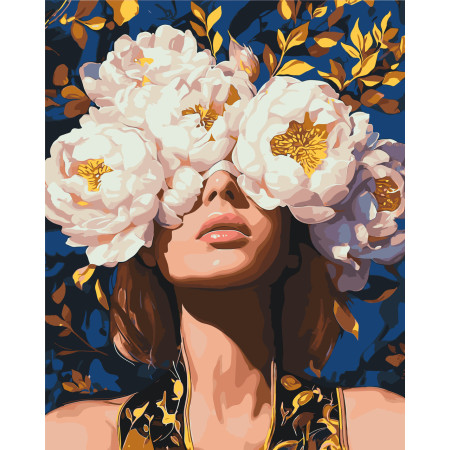 Картина по номерам Люди. Девушка в цветах © 40*50 см Оригами LW 30350