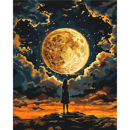 Картина по номерам Люди. Девушка под Луной ℗ 40*50 см Оригами LW 3401
