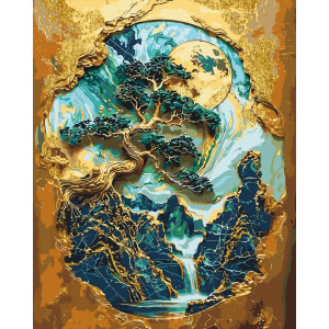 Картина по номерам Необычное дерево с красками металлик 40*50 см Оригами LW 3406