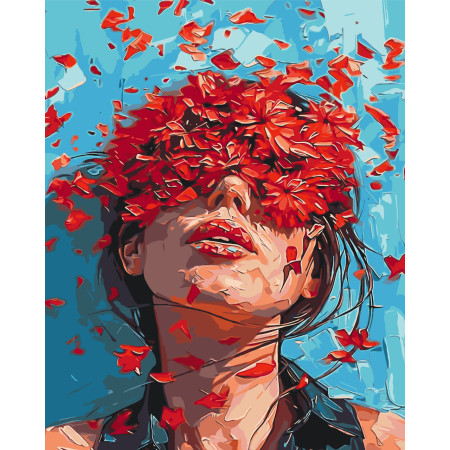 Картина по номерам Девушка в цветах © 40*50 см Оригами LW 3413