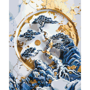 Картина по номерам Пейзаж. Бонсай с красками металик 40*50 см Оригами LW 3449