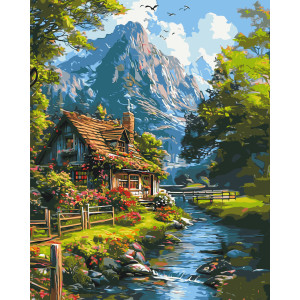 Картина по номерам Пейзаж. Тихая горная жизнь © 40*50 см Оригами LW 3438