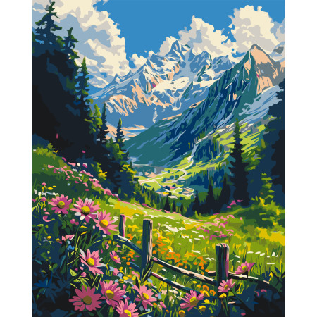 Картина по номерам Пейзаж. Горная лужайка ℗ 40*50 см Оригами LW 3435