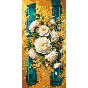 Картина по номерам Яркие цветы с красками металлик © 40*80 см Оригами LW 5110