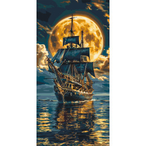Картина по номерам Пейзаж. Корабль в море ℗ 40*80 см Оригами LW 5108