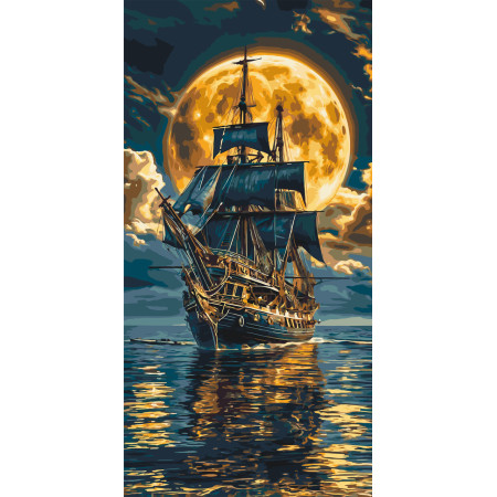 Картина по номерам Пейзаж. Корабль в море ℗ 40*80 см Оригами LW 5108