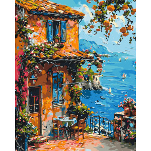 Картина по номерам Пейзаж. Дом на берегу ℗ 40*50 см Оригами LW 3482