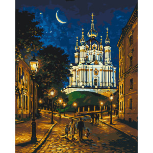 Картина по номерам Города. Вечерний Киев © 40*50 см Оригами LW 3473