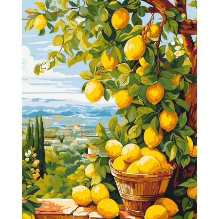 Картина по номерам Пейзаж. Лимонное дерево (цитрус) ℗ 40*50 см Оригами LW 3490
