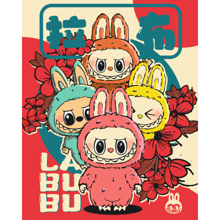 Картина по номерам Аниме. Пушистые монстрики Лабубу 40*50 см Оригами LW 3502