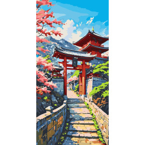 Картина по номерам Пейзаж. Японская весна © 40*80 см Оригами LW 5148