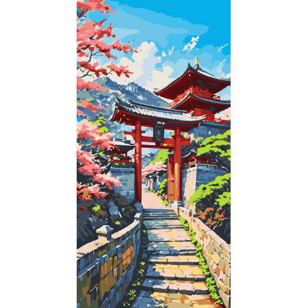Картина по номерам Пейзаж. Японская весна © 40*80 см Оригами LW 5148