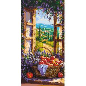 Картина по номерам Пейзаж. Фруктовая корзинка ℗ 40*80 см Оригами LW 5133