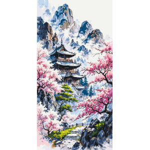 Картина по номерам Пейзаж. Гармония Востока ℗ 40*80 см Оригами LW 5138