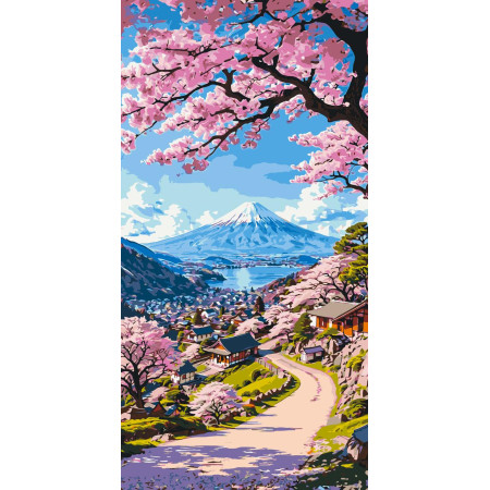 Картина по номерам Пейзаж. Красота японской сакуры ℗ 40*80 см Оригами LW 5141