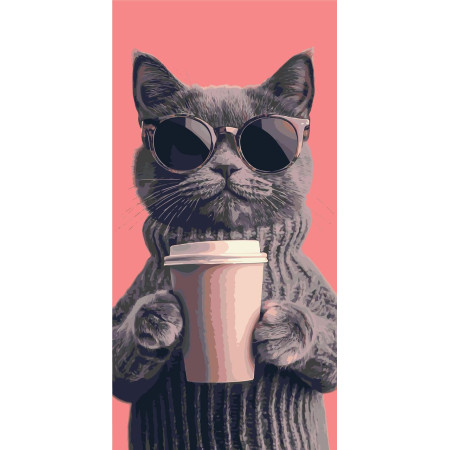 Картина по номерам Животные. Кошачий вайб © 40*80 см Оригами LW 5156