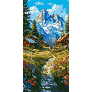 Картина по номерам Пейзаж. Утренняя дорога в горы © 40*80 см Оригами LW 5162