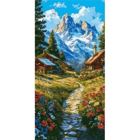 Картина по номерам Пейзаж. Утренняя дорога в горы © 40*80 см Оригами LW 5162