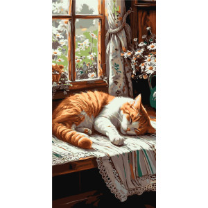Картина по номерам Животные. Рыжий котик ℗ 40*80 см Оригами LW 5163
