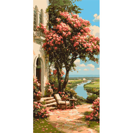 Картина по номерам Пейзаж. Сад у реки ℗ 40*80 см Оригами LW 5168
