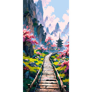 Картина по номерам Пейзаж. Таинственный японский сад © 40*80 см Оригами LW 5169