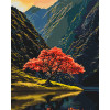 Картина по номерам Пейзаж. Дерево среди гор © 40*50 см Оригами LW 3514