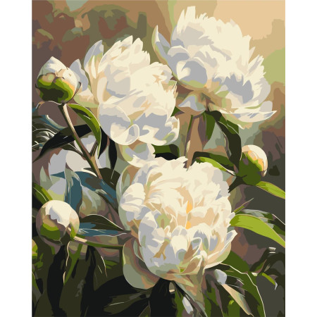Картина по номерам Цветы. гармония пионов ℗ 40*50 см Оригами LW 3533