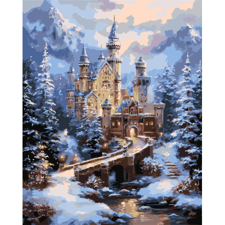 Картина по номерам Пейзаж. Замок в зимних горах © 40*50 см Оригами LW 3553