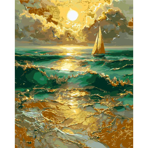 Картина по номерам Пейзаж. Одинокий парус с красками металлик © 40*50 см Оригами LW 30610-01