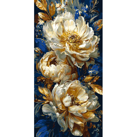 Картина по номерам Цветы. Роскошные пионы с красками металлик © 40*80 см Оригами LW 5181