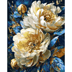 Картина по номерам Цветы. Королевские пионы с красками металлик © 40*50 см Оригами LW 31470-01
