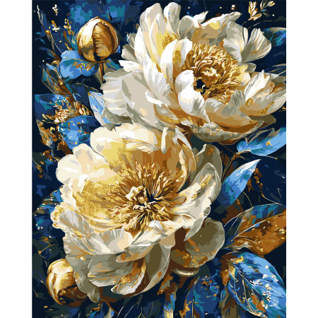 Картина по номерам Цветы. Королевские пионы с красками металлик © 40*50 см Оригами LW 31470-01