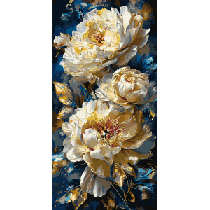 Картина по номерам Королевские пионы с красками металлик © 40*80 см Оригами LW 5185