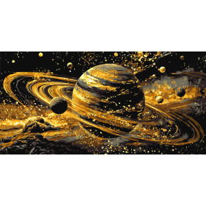 Картина по номерам Космос. Сияние планет с красками металлик © 40*80 см Оригами LW 5188