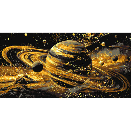 Картина по номерам Космос. Сияние планет с красками металлик © 40*80 см Оригами LW 5188