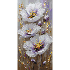 Картина по номерам Нежные цветы с красками металлик © 40*80 см Оригами LW 5207
