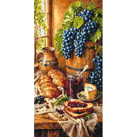 Картина по номерам Натюрморт. Виноградная симфония © 40*80 см Оригами LW 5208