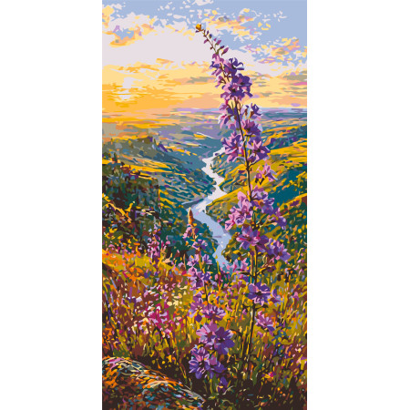 Картина по номерам Пейзаж. Лавандовый путь © 40*80 см Оригами LW 5214