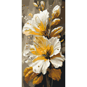 Картина по номерам Цветы. Роскошные ирисы с красками металлик © 40*80 см Оригами LW 5216