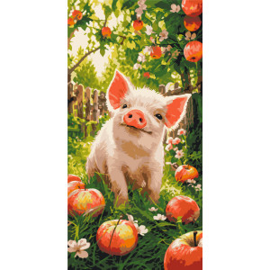 Картина по номерам Животные. Счастливый поросенок © 40*80 см Оригами LW 5222